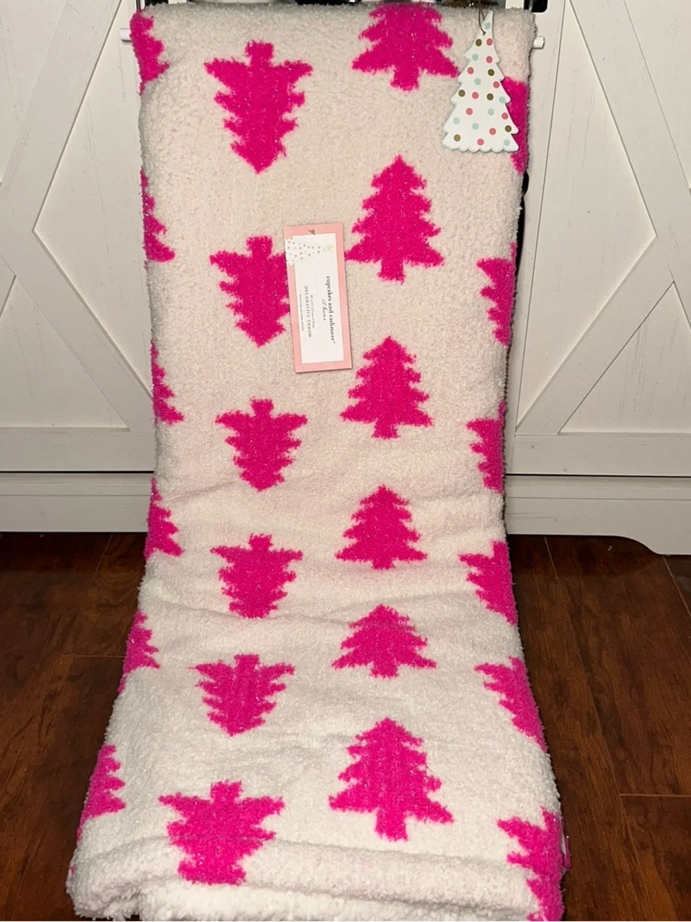 Cupcakes & Cashmere Cozy Holiday Pink Christmas Tree Throw Blanket